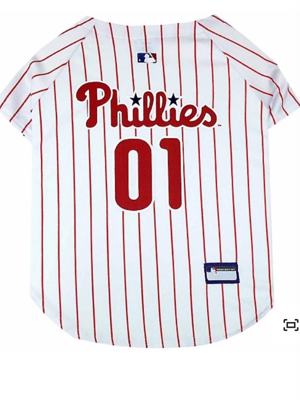 NWOT Pets First Phillies Dog White & Red Pinstripe Jersey - XXL
